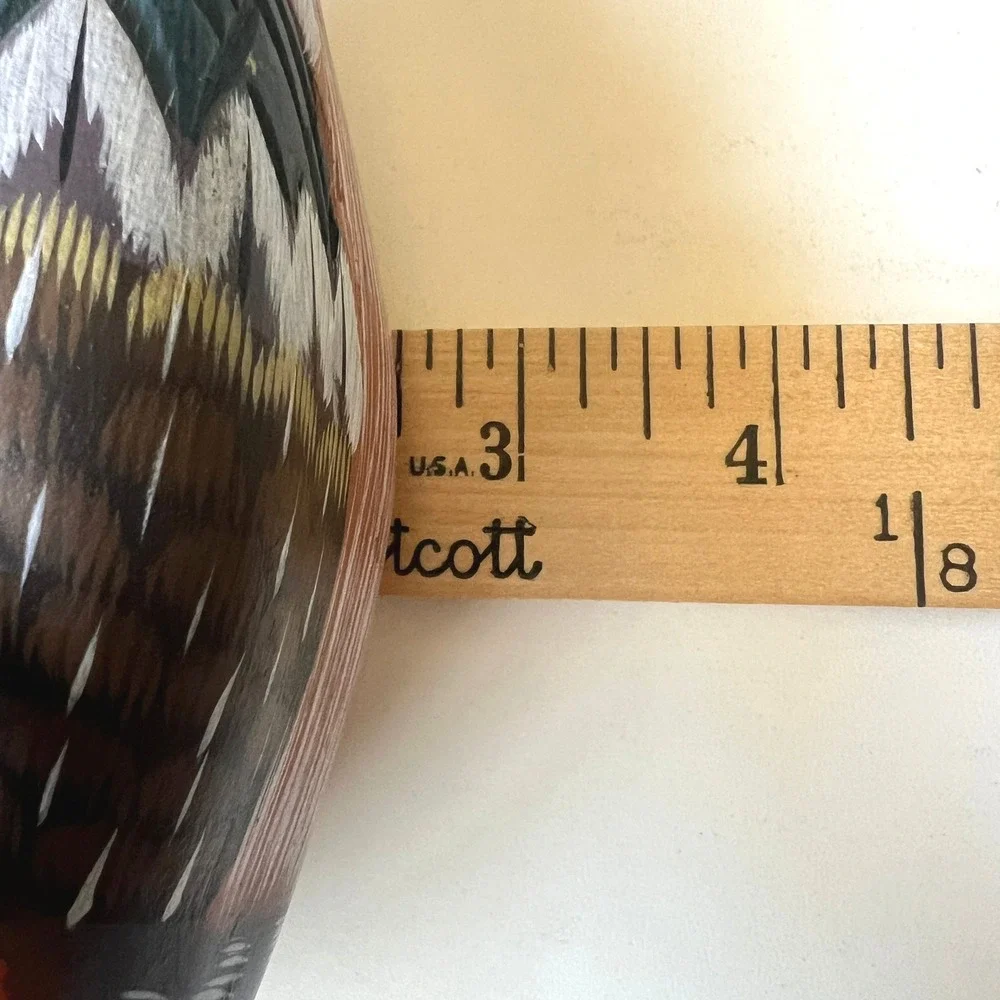 Vintage Hand Carved Wooden Duck Figurine Hand Painted Bird Rustic Cabin Decor